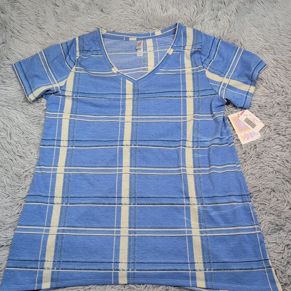 Luluroe‎ Shirt Womens XL Blue Top Tee Stretch Casual Comfort Preppy New